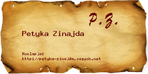Petyka Zinajda névjegykártya
